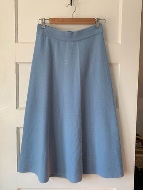 Soft Sky Blue A-Line Cashmere Skirt, Gobi